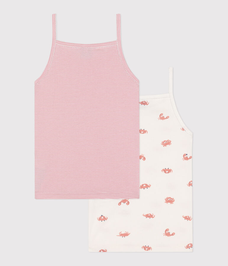 Juego de 2 camisetas de tirantes infantiles de algod&oacute;n con estampado de cangrejos multicolor