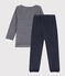Pijama de terciopelo para niño/niña azul SMOKING/blanco MARSHMALLOW