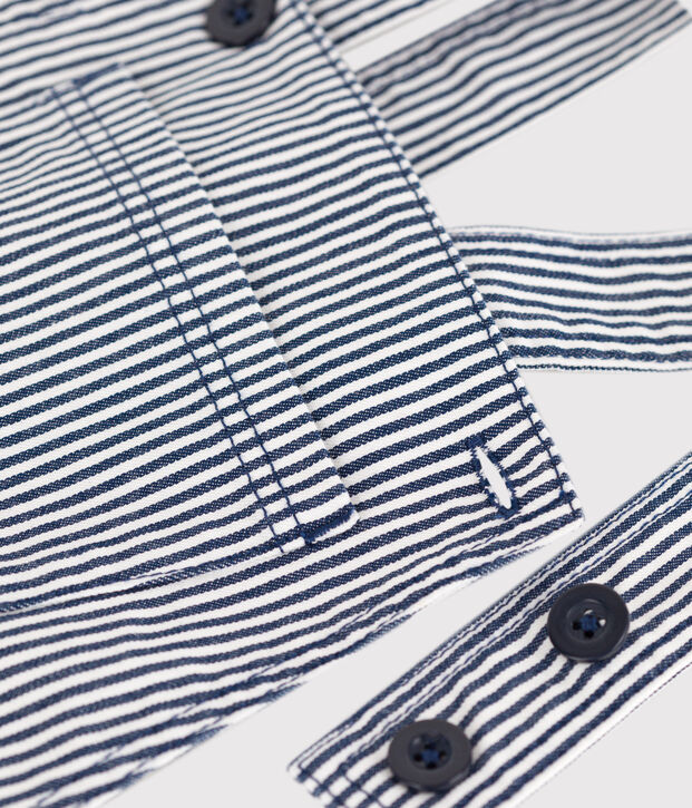 Peto de tela de algod&oacute;n a rayas para ni&ntilde;a azul/blanco