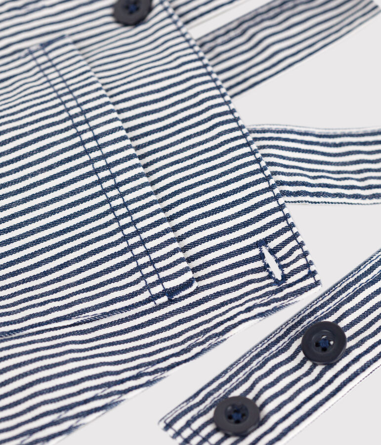 Peto de tela de algod&oacute;n a rayas para ni&ntilde;a azul/blanco