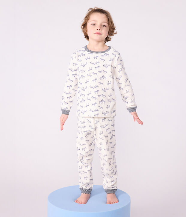 Pijama infantil de terciopelo con estampado de cebras azul/azul
