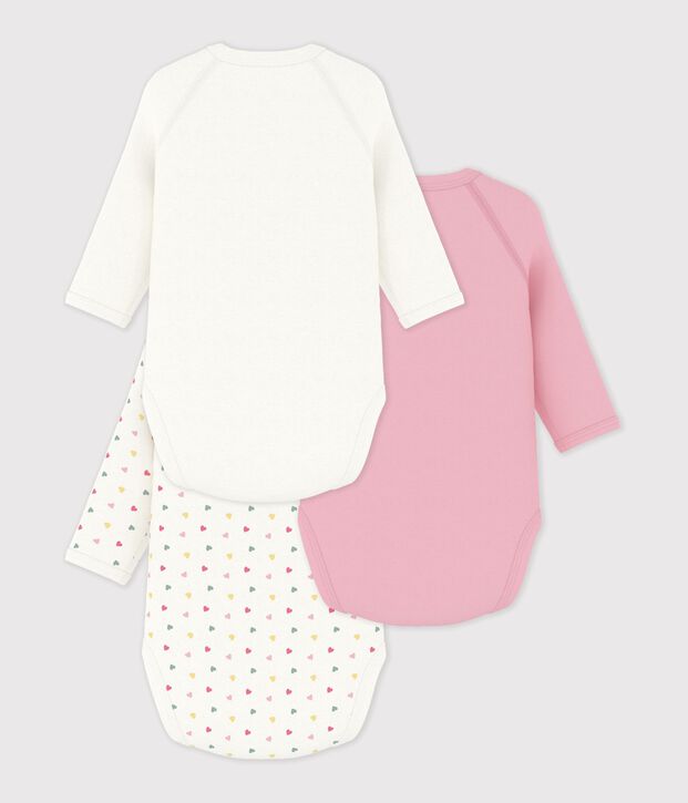 Juego de bodies cruzados y estampados de manga larga de algod&oacute;n para beb&eacute; multicolor
