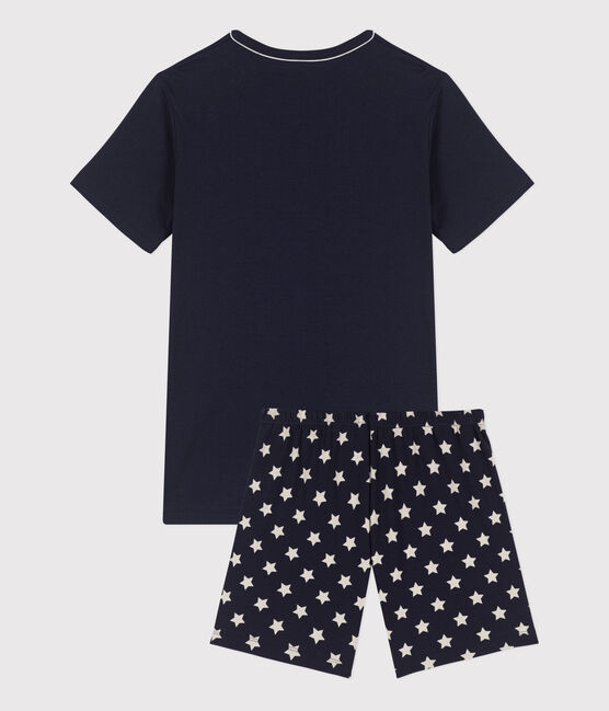 Pijama corto de algodón con estrellas para niño azul SMOKING/blanco MARSHMALLOW
