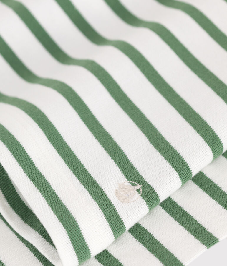 Marinera de algod&oacute;n de manga larga para mujer blanco/verde