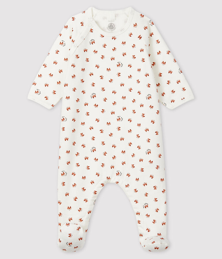 Pijama de mulet&oacute;n con estampado de zorro para beb&eacute; blanco/multicolor