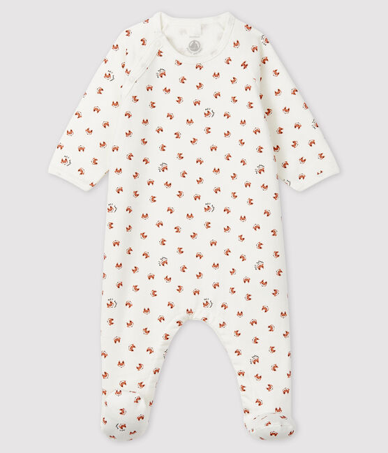Pijama de muletón con estampado de zorro para bebé blanco MARSHMALLOW/blanco MULTICO