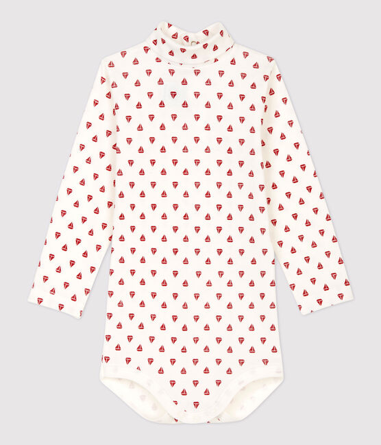 Bodi de algodón de bebé. blanco MARSHMALLOW/rojo TERKUIT