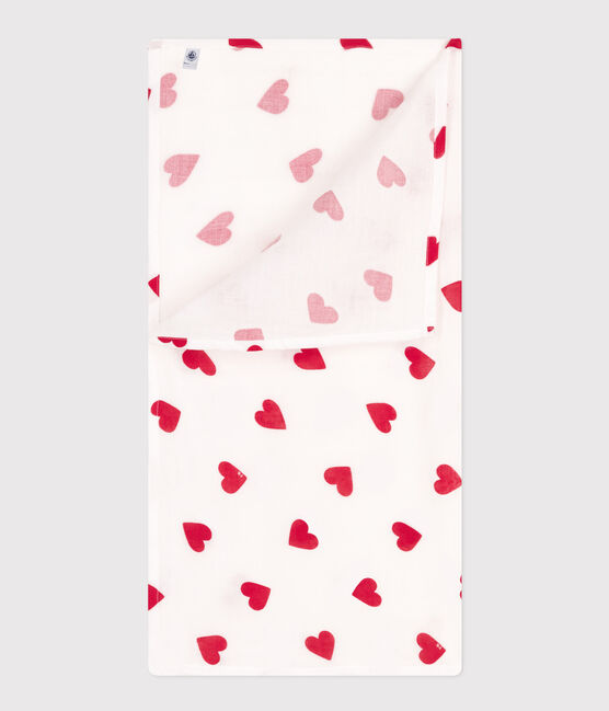 MUSELINA DE GASA DE ALGODÓN CON CORAZÓN PARA BEBÉ blanco MARSHMALLOW/rojo TERKUIT
