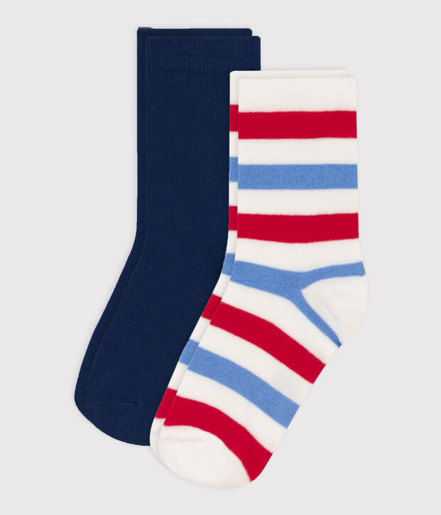 Juego de 2 pares de calcetines de punto de algod&oacute;n con rayas para ni&ntilde;os multicolor