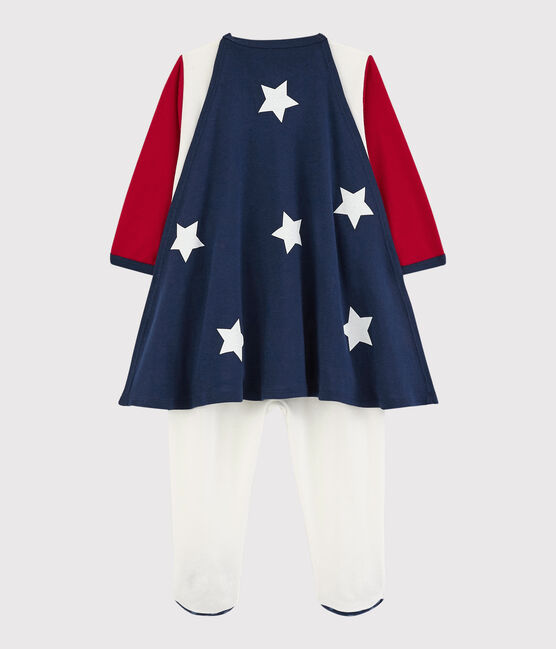 Pijama enterizo disfraz de súper-bebé de algodón rojo TERKUIT/blanco MARSHMALLOW