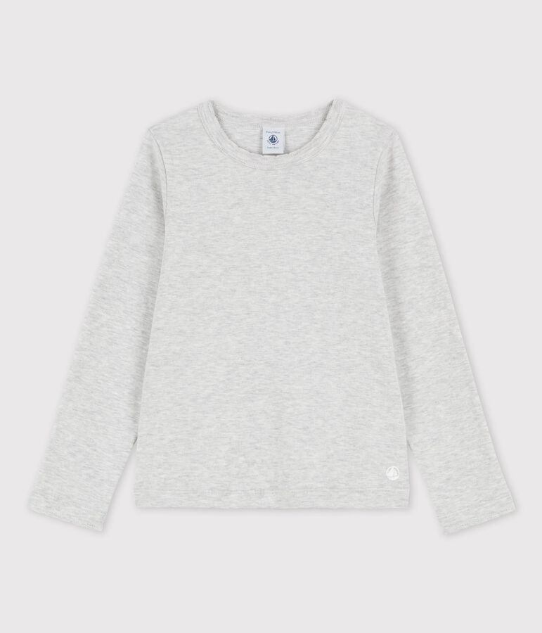 Camiseta de manga larga infantil unisex gris