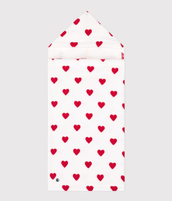 Capa de baño de rizo con corazones para bebé blanco MARSHMALLOW/rojo TERKUIT
