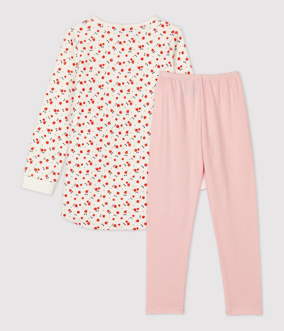 Camisón con estampado de flores de niña de algodón blanco MARSHMALLOW/blanco MULTICO