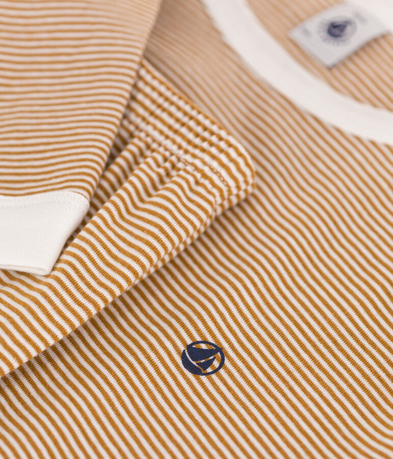 Pijama de algod&oacute;n a rayas j&uacute;nior marron/blanco