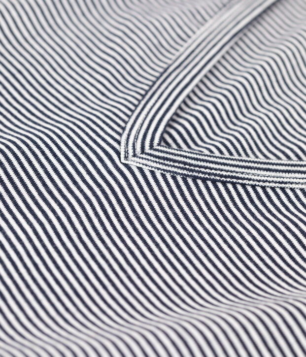 Camiseta ICONICA de algod&oacute;n con cuello de pico para mujer azul/blanco