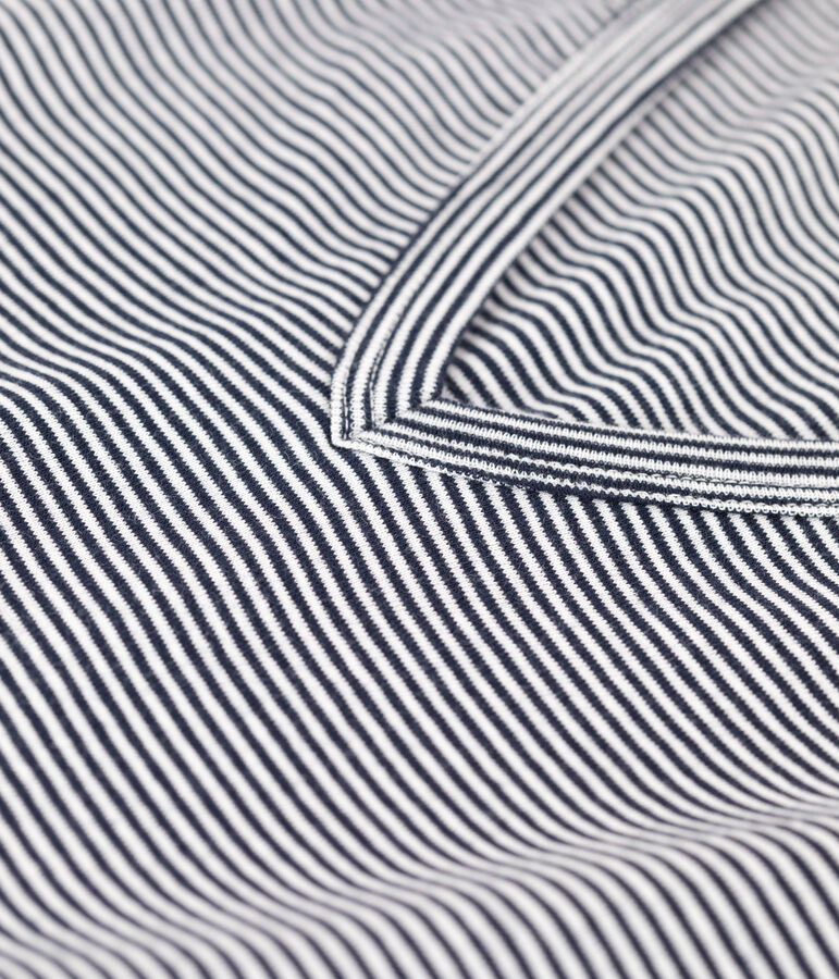 Camiseta ICONICA de algod&oacute;n con cuello de pico para mujer azul/blanco