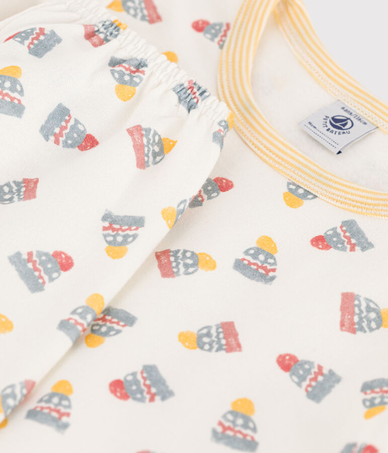 Pijama de felpa gorro para ni&ntilde;o/ni&ntilde;a blanco/multicolor