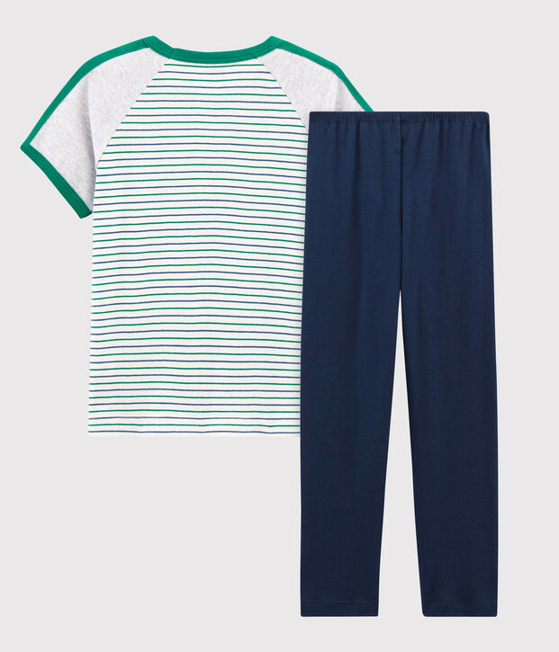 Pijama manga corta de punto para ni&ntilde;o blanco/multicolor