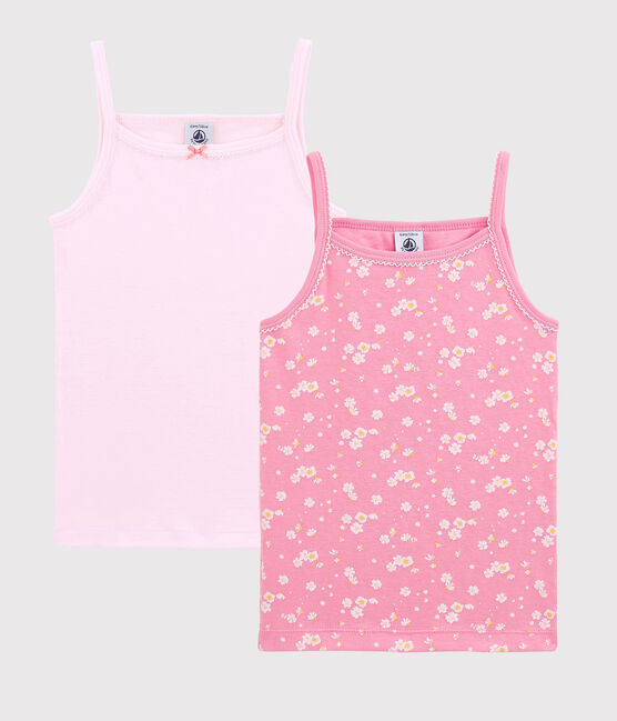 Lote de 2 camisetas de tirantes con estampado de flor de cerezo de niña variante 1