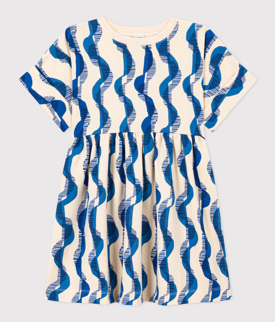 Vestido estampado de manga corta de algodón de niña blanco AVALANCHE/ MULTICO