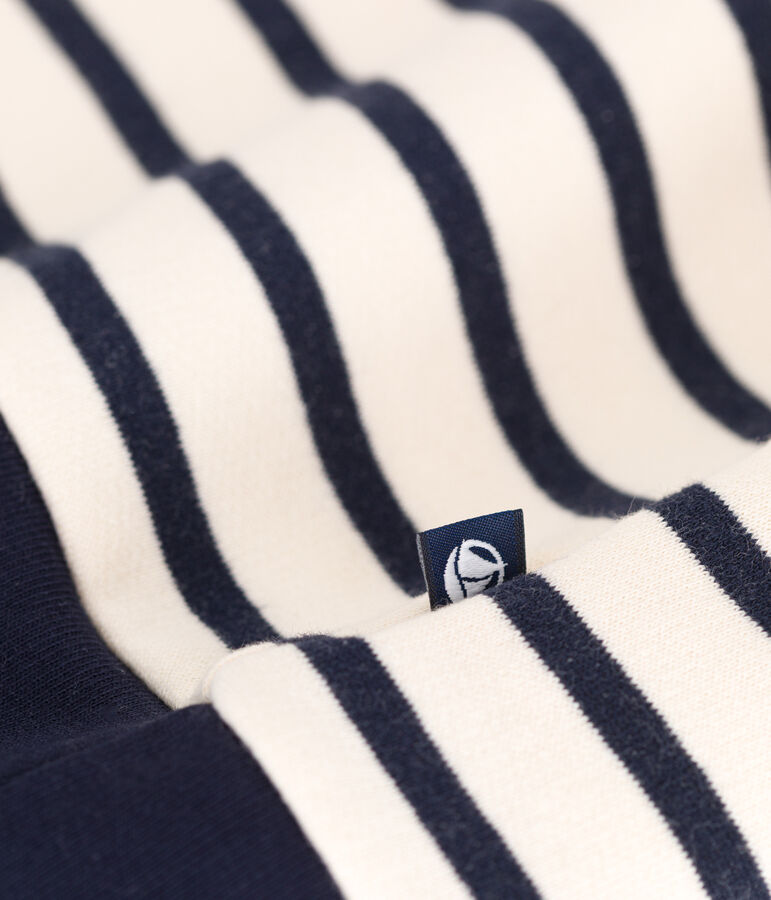 Sudadera de felpa cepillada con cremallera en el cuello para mujer crudo/azul