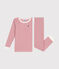 Pijama infantil ajustado de algodón a rayas rosa ROSEWOOD/ MARSHMALLOW