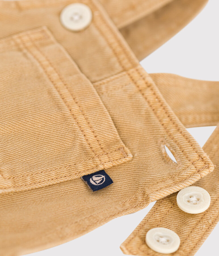 Peto largo de tejido denim de color para beb&eacute; beige