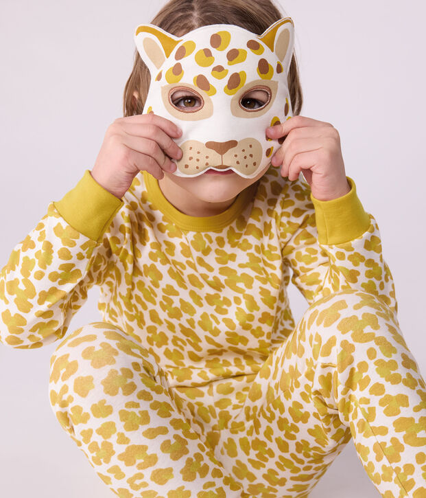 Pijama tipo disfraz infantil de algod&oacute;n con estampado de leopardo blanco/multicolor
