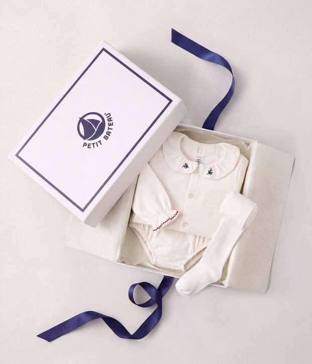 Estuche regalo con blusa, bombachos y leotardos para beb&eacute; multicolor