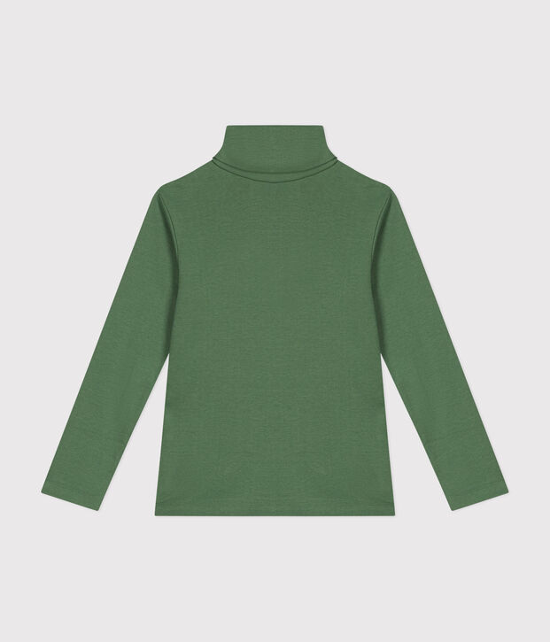 Camiseta de cuello alto de algod&oacute;n para ni&ntilde;o/a verde