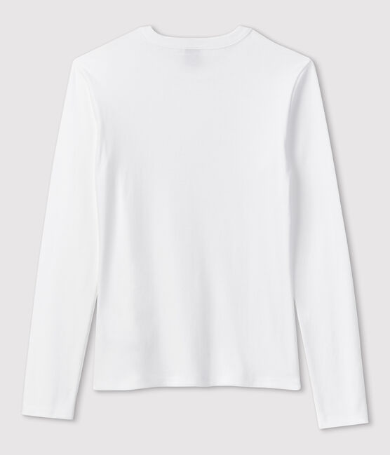 Camiseta L'ICONIQUE con cuello redondo de algodón de mujer blanco ECUME