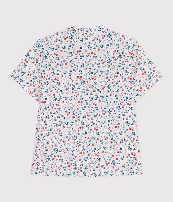 Blusa infantil de manga corta de algodón con flores blanco MARSHMALLOW/blanco MULTICO