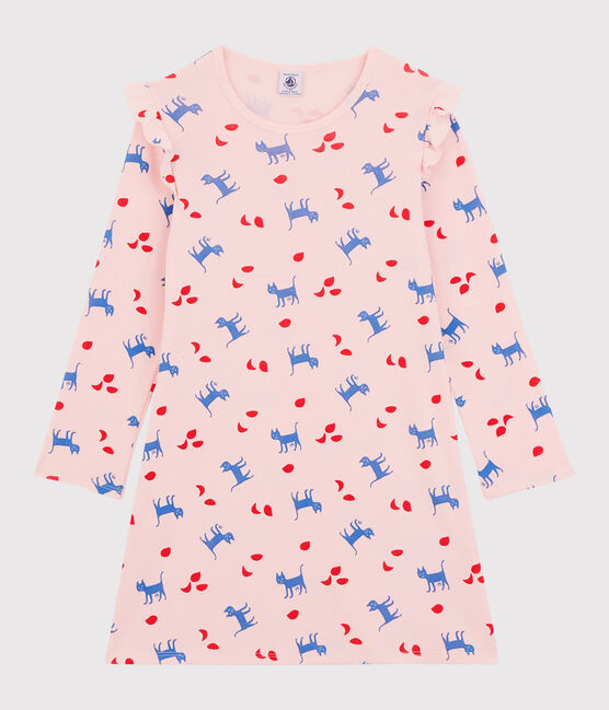 Camisón de manga larga con gatos rosa MINOIS/blanco MULTICO