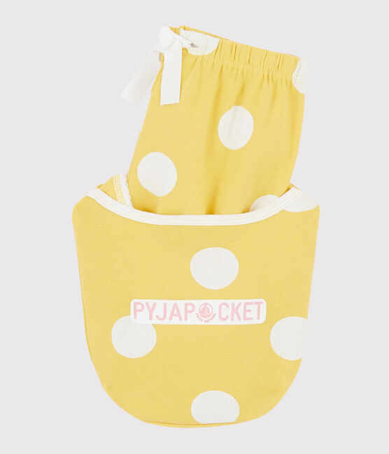 Pijama infantil corto con lunares de punto amarillo BLE/blanco ECUME