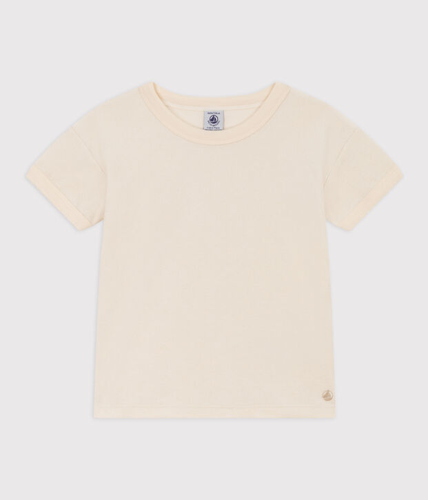 Camiseta de rizo para ni&ntilde;o/ni&ntilde;a crudo