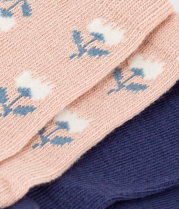 Juego de 2 pares de calcetines de punto de algod&oacute;n con flores para beb&eacute; multicolor
