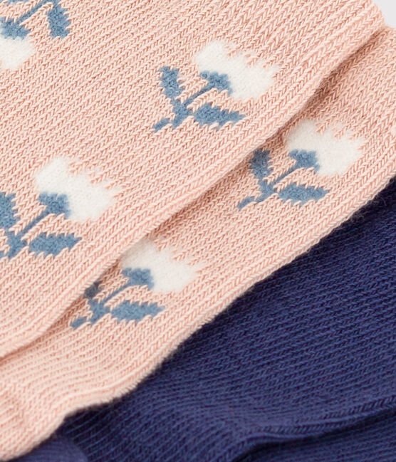 Juego de 2 pares de calcetines de punto de algodón con flores para bebé variante 1