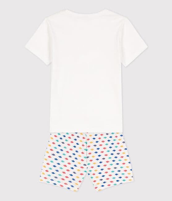 Pijama corto de algodón con animales marinos para niño blanco MARSHMALLOW/blanco MULTICO