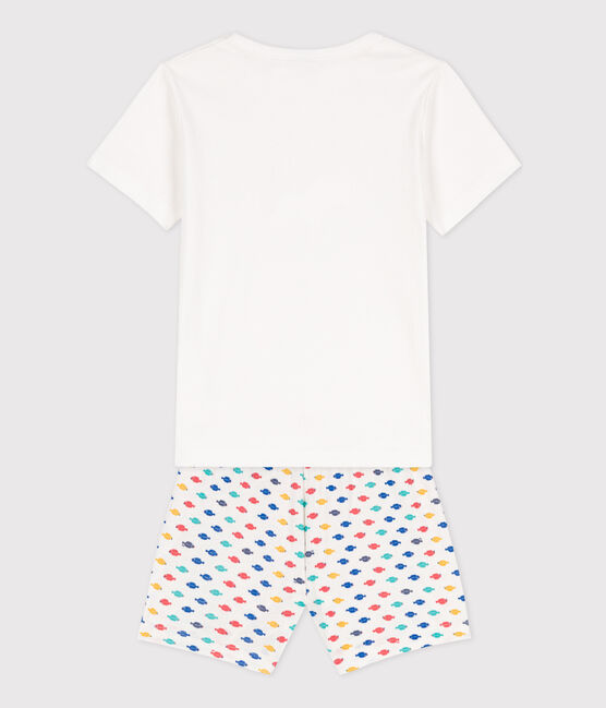 Pijama corto de algodón con animales marinos para niño blanco MARSHMALLOW/blanco MULTICO