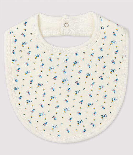 Babero de tejido acanalado para bebé blanco MARSHMALLOW/gris GRIS