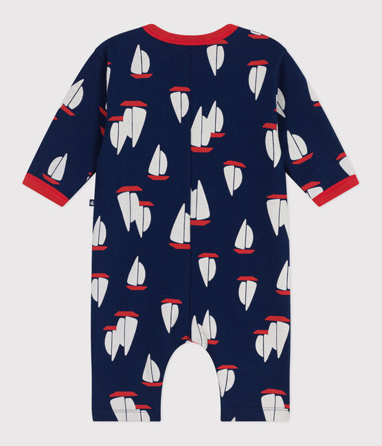 Pelele de algodón de manga larga con estampado de barcos para bebé azul MEDIEVAL/blanco MULTICO