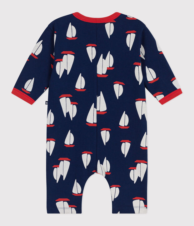 Pelele de algod&oacute;n de manga larga con estampado de barcos para beb&eacute; azul/multicolor