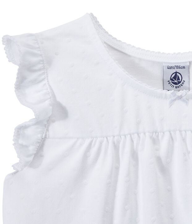 Pijama corto de algod&oacute;n fino para ni&ntilde;a blanco