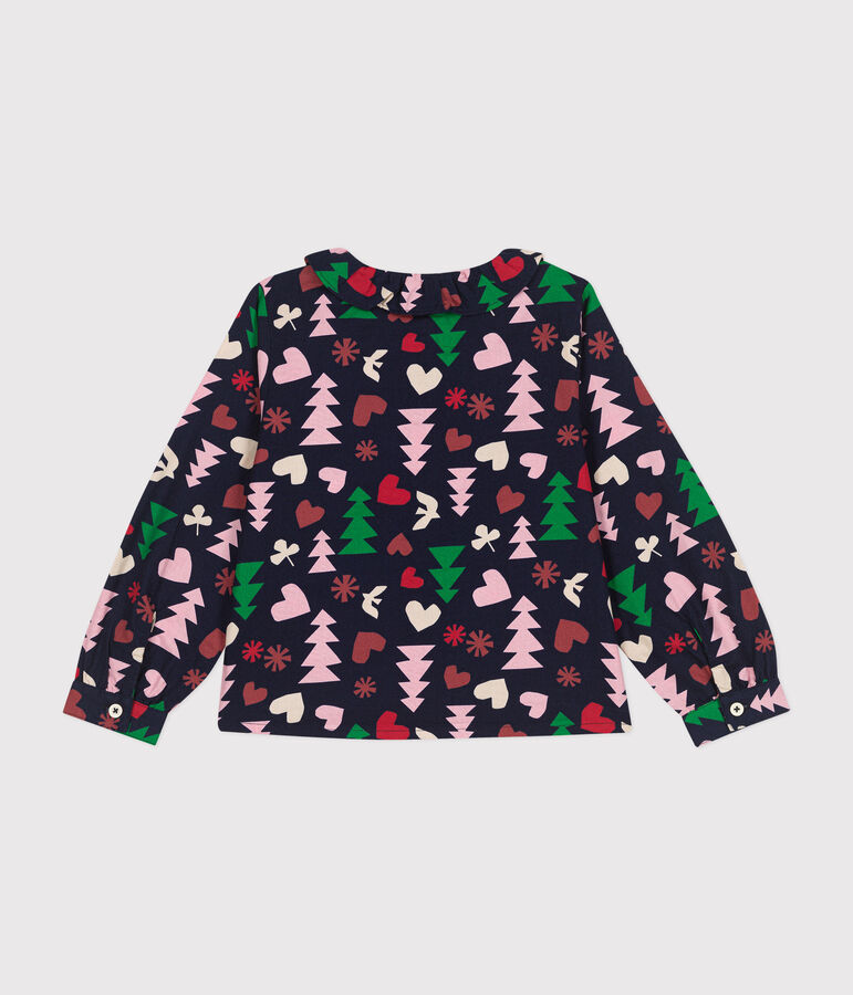 Blusa de manga larga de franela para ni&ntilde;a azul/multicolor