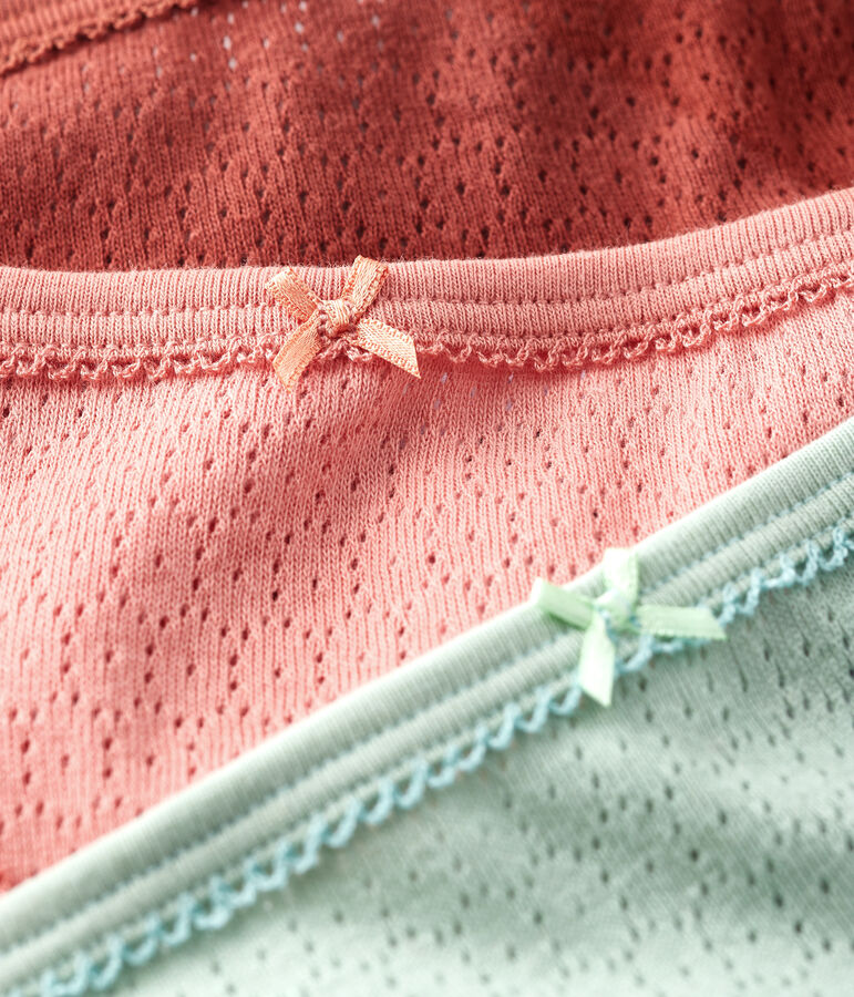 Juego de 3 braguitas lisas caladas de algod&oacute;n de ni&ntilde;a multicolor