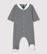 Pijama enterizo de rayas con cuello de marinero de bebé de algodón ecológico