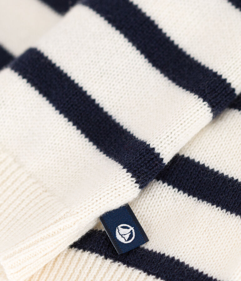 Jersey de lana y algod&oacute;n con rayas marineras para beb&eacute; blanco/azul