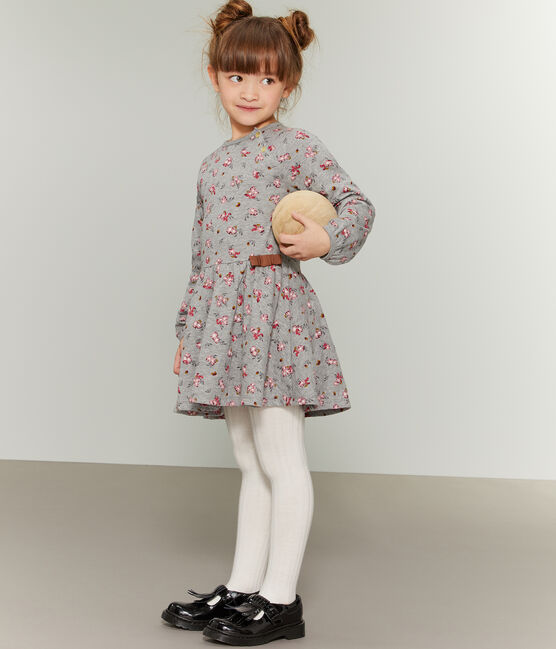 Vestido estampado para niña gris BELUGA/blanco MULTICO