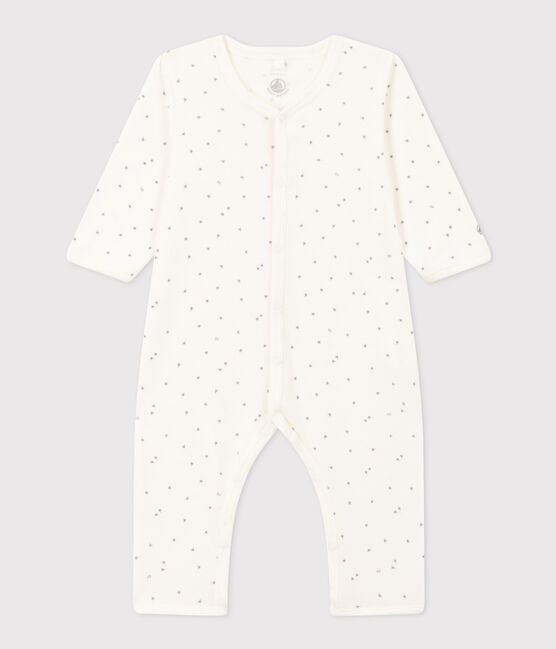Pijama sin pies de algodón con estrellas para bebé blanco MARSHMALLOW/blanco MISTIGRI