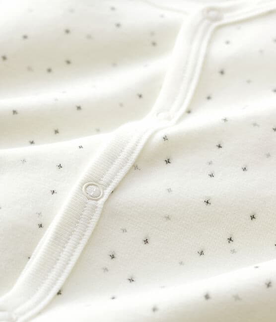 Pelele de estrellas blanco de bebé de terciopelo de algodón orgánico blanco MARSHMALLOW/blanco MULTICO